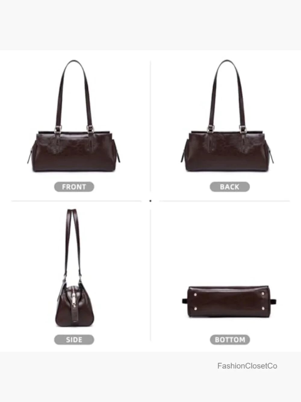 Vegan Leather Hobo Bag with 3 Compartments and 6 Pockets